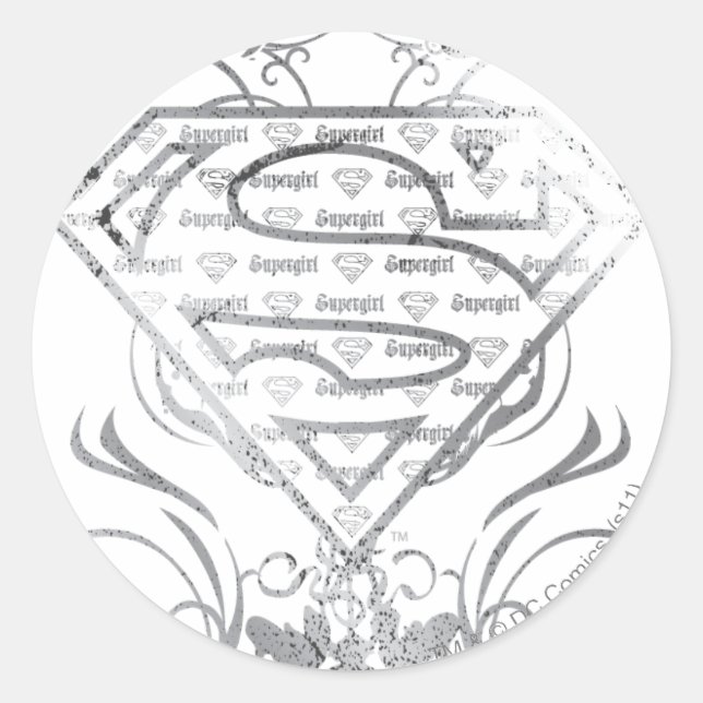 Supergirl Fancy Silver Logo Classic Round Sticker (Front)