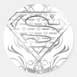 Supergirl Fancy Silver Logo Classic Round Sticker