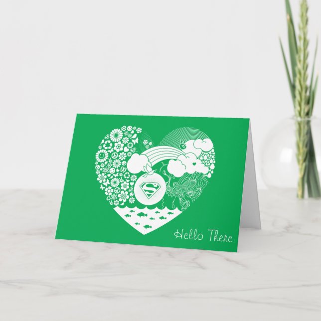 Supergirl Floral Peace Heart Graphic Card (Front)