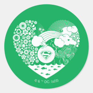 Supergirl Floral Peace Heart Graphic Classic Round Sticker