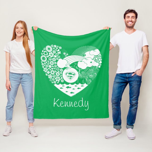 Supergirl Floral Peace Heart Graphic Fleece Blanket (In Situ)