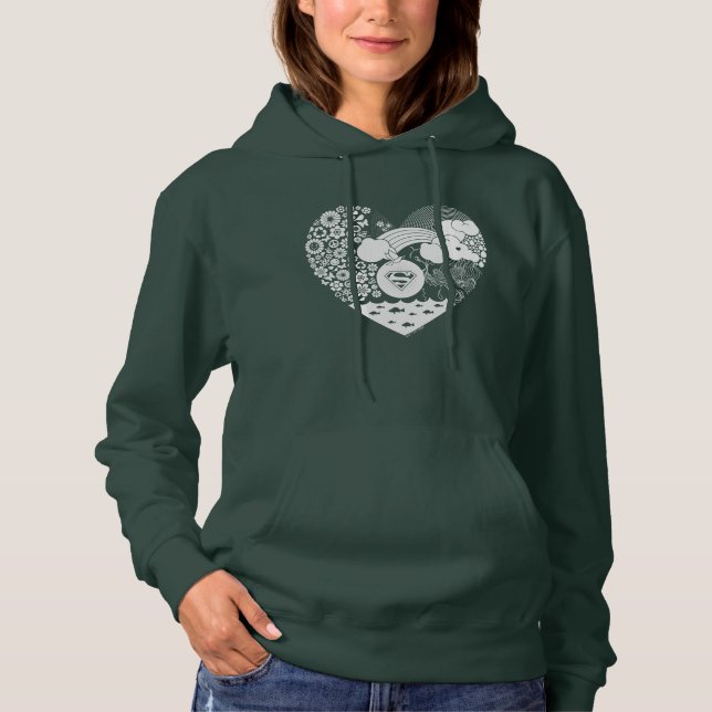Supergirl Floral Peace Heart Graphic Hoodie (Front)