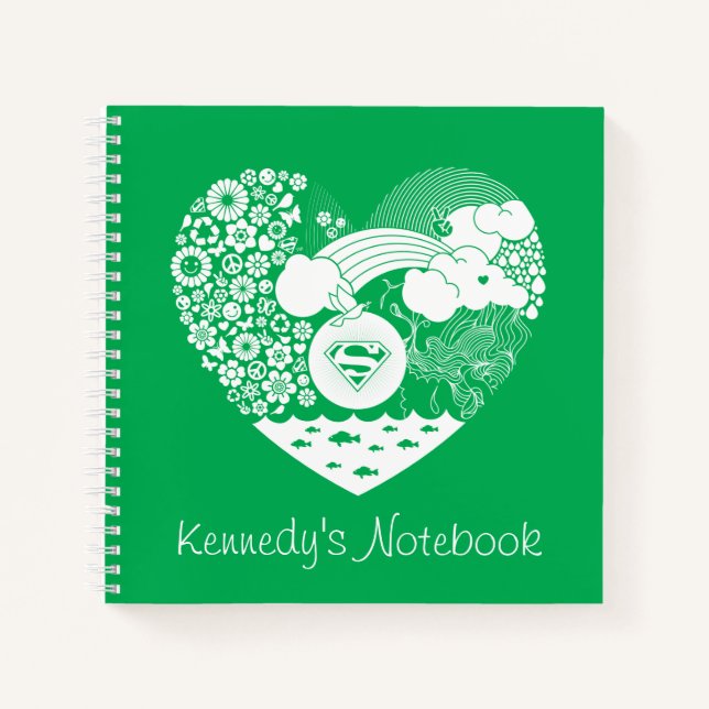 Supergirl Floral Peace Heart Graphic Notebook (Front)