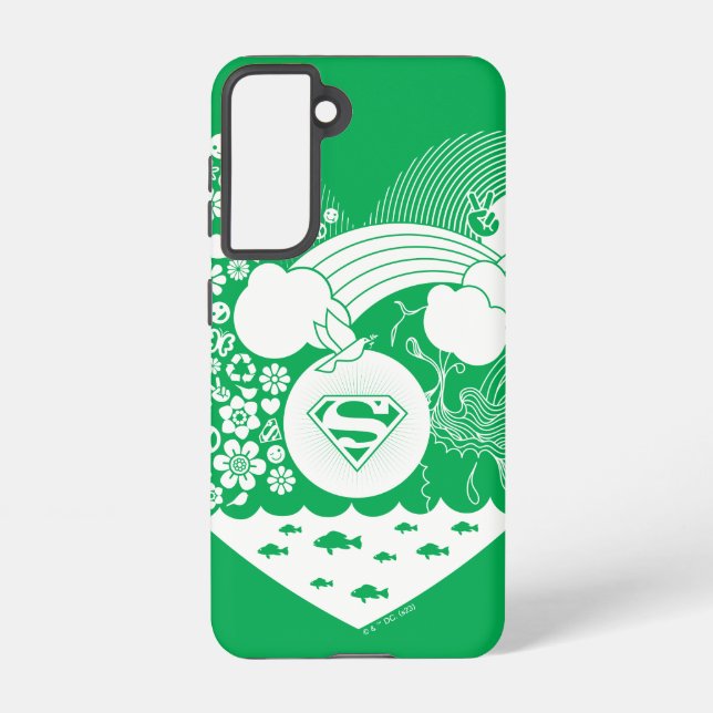 Supergirl Floral Peace Heart Graphic Samsung Galaxy S21 Case (Back)