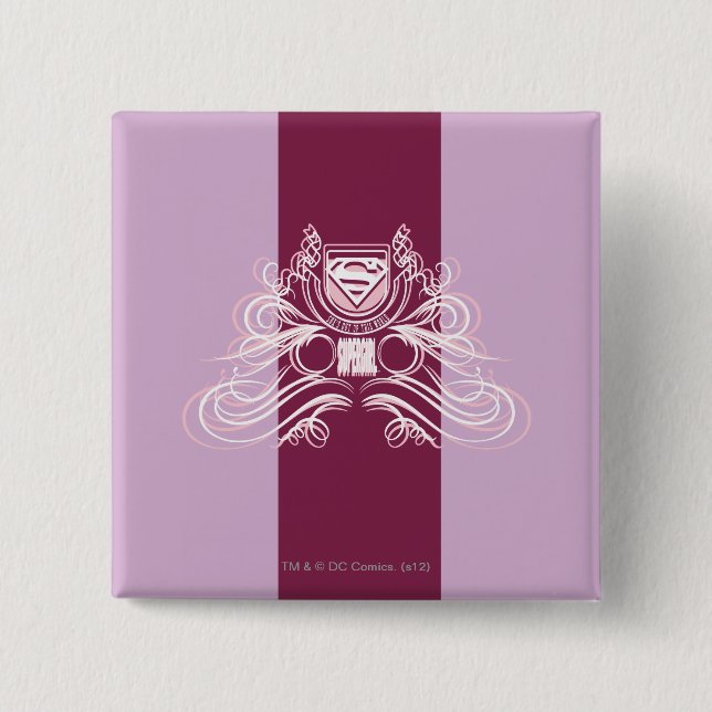 Supergirl Flourish Design 15 Cm Square Badge (Front)