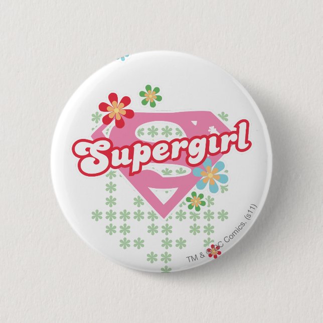 Supergirl Flower Madness 6 Cm Round Badge (Front)
