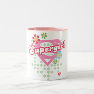 Supergirl Flower Madness Two-Tone Coffee Mug