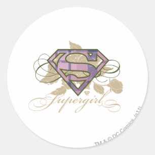Supergirl Flowers Classic Round Sticker