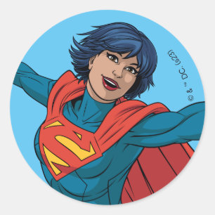 Supergirl Flying in Blue Suit Classic Round Sticker