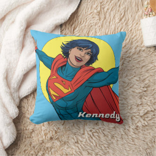 Supergirl Flying in Blue Suit Cushion