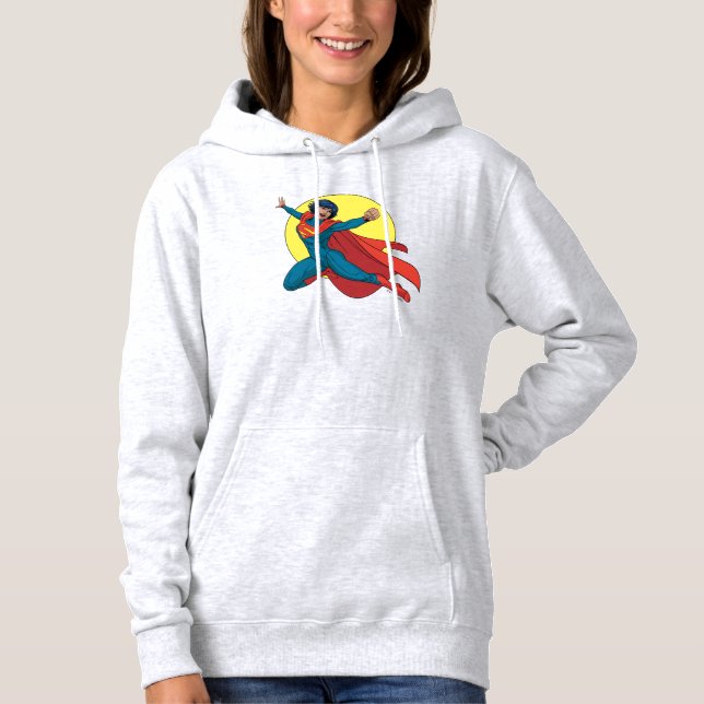 Supergirl Flying in Blue Suit Hoodie (Front)