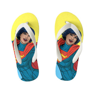 Supergirl Flying in Blue Suit Kid's Flip Flops