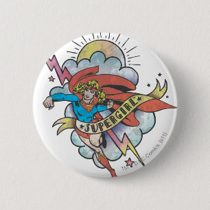Supergirl Flying Lightning Tattoo 6 Cm Round Badge