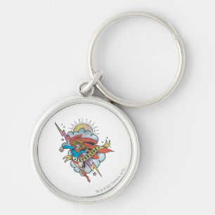Supergirl Flying Lightning Tattoo Key Ring