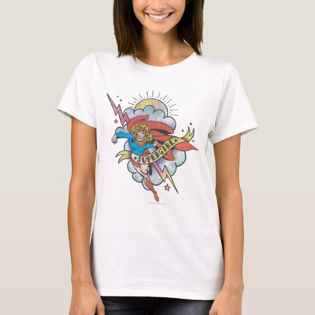 Supergirl Flying Lightning Tattoo T-Shirt (Front)