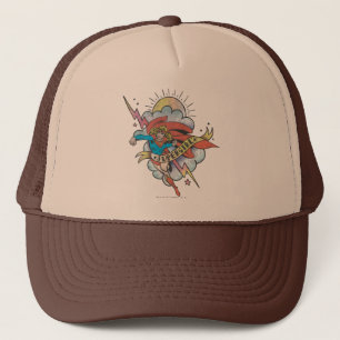 Supergirl Flying Lightning Tattoo Trucker Hat