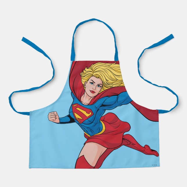 Supergirl Flying Upwards Illustration Apron (Front)