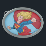 Supergirl Flying Upwards Illustration Belt Buckle<br><div class="desc">Check out this flying Supergirl character art illustration with her cape flying in the wind!</div>