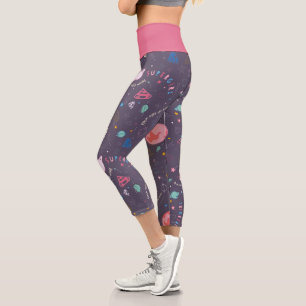Supergirl Flying Upwards Illustration Capri Leggings