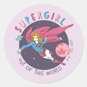 Supergirl Flying Upwards Illustration Classic Round Sticker