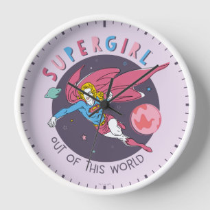 Supergirl Flying Upwards Illustration Clock