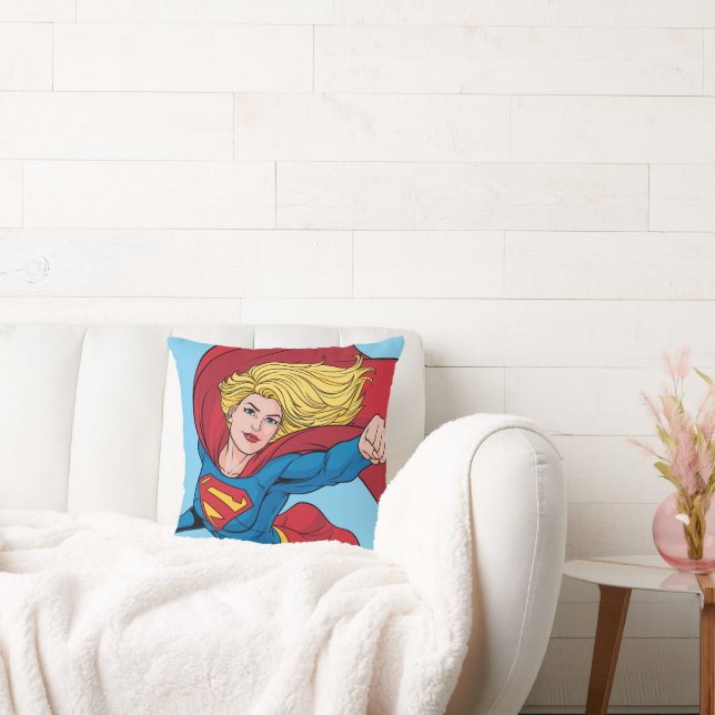 Supergirl Flying Upwards Illustration Cushion (Couch)