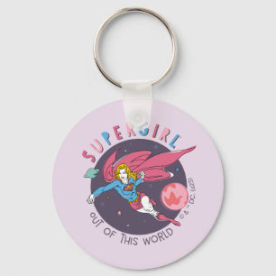 Supergirl Flying Upwards Illustration Key Ring