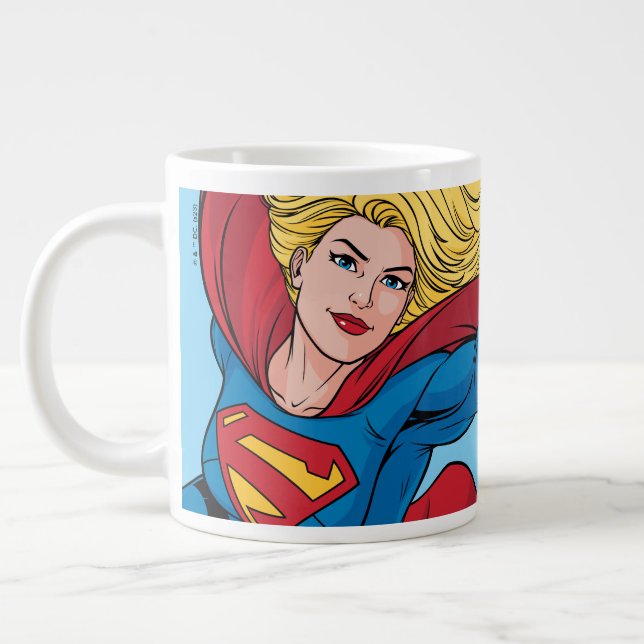 Supergirl Flying Upwards Illustration Large Coffee Mug (Left)
