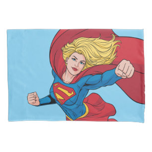 Supergirl Flying Upwards Illustration Pillowcase