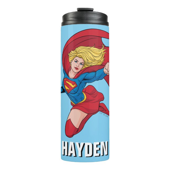 Supergirl Flying Upwards Illustration Thermal Tumbler (Front)