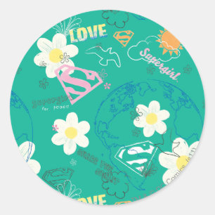 Supergirl for Peace Pattern Classic Round Sticker