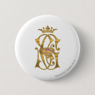 Supergirl Gold Crown 6 Cm Round Badge