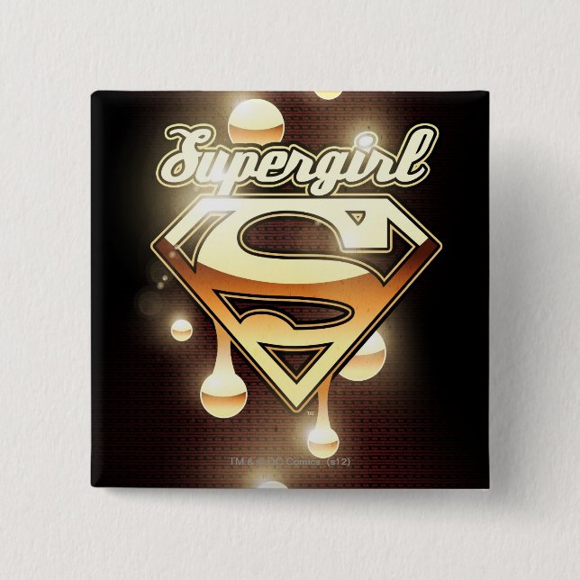 Supergirl Gold Drips 15 Cm Square Badge (Front)