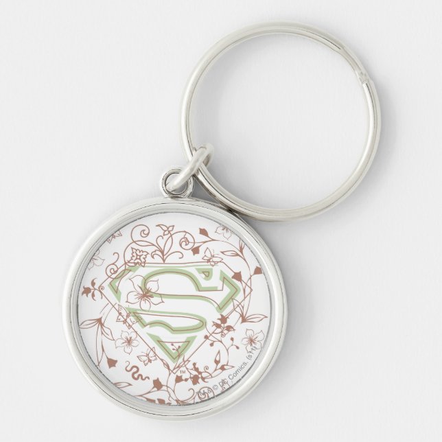 Supergirl Green Floral Logo Key Ring (Front)