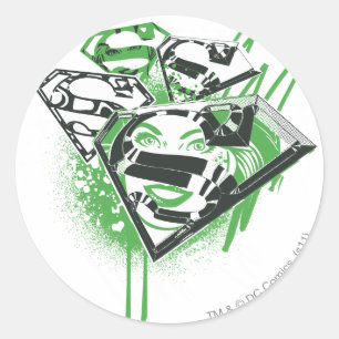Supergirl Green Spills Classic Round Sticker