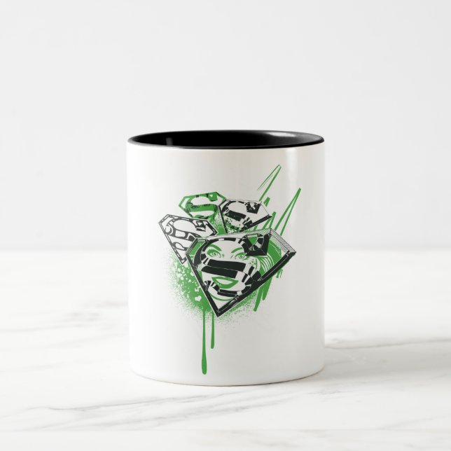 Supergirl Green Spills Two-Tone Coffee Mug (Center)