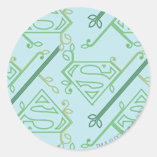 Supergirl Green Vine Logo Pattern Classic Round Sticker