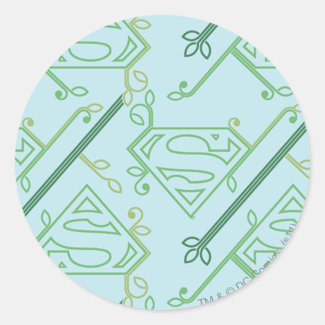 Supergirl Green Vine Logo Pattern Classic Round Sticker (Front)