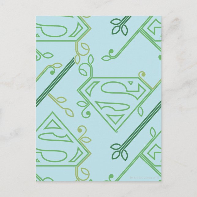 Supergirl Green Vine Logo Pattern Postcard (Front)