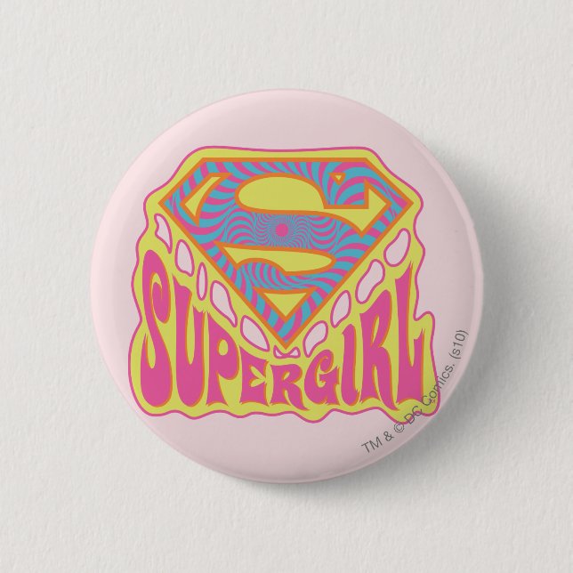 Supergirl Groovy Logo 6 Cm Round Badge (Front)