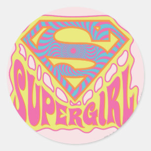 Supergirl Groovy Logo Classic Round Sticker