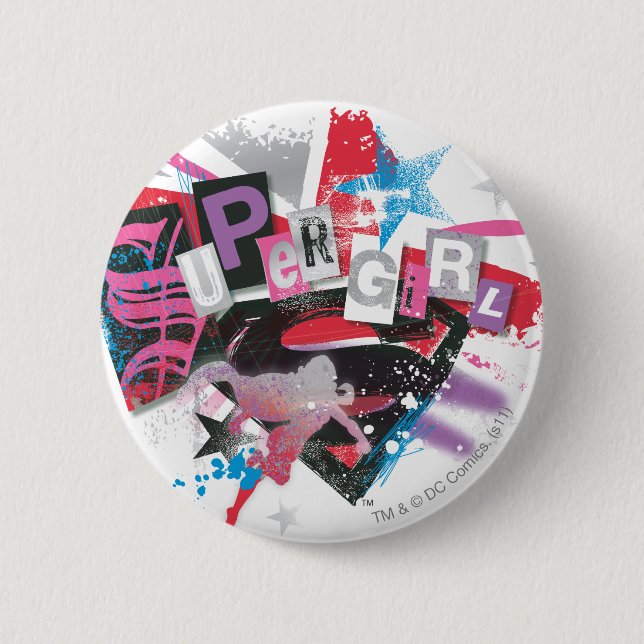 Supergirl Grunge Design 6 Cm Round Badge (Front)