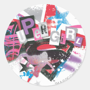 Supergirl Grunge Design Classic Round Sticker