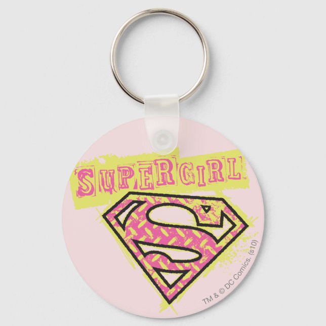 Supergirl Grunge Logo Pink Key Ring (Front)