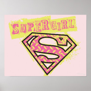 Supergirl Grunge Logo Pink Poster