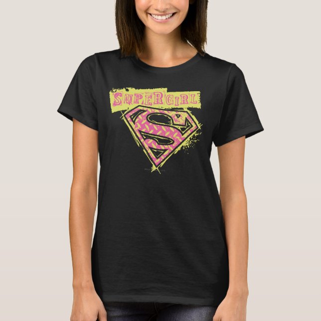 Supergirl Grunge Logo Pink T-Shirt (Front)
