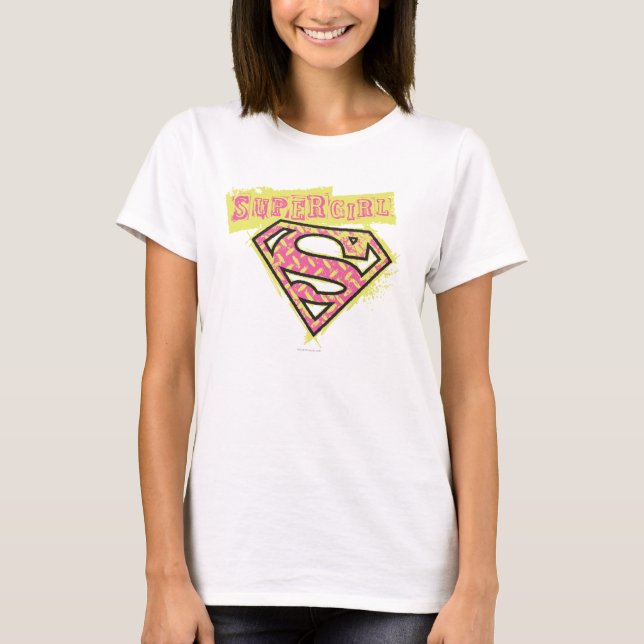 Supergirl Grunge Logo Pink T-Shirt (Front)