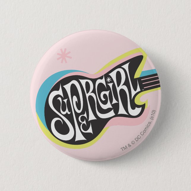 Supergirl Guitar 6 Cm Round Badge (Front)