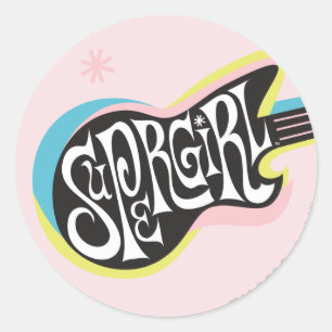 Supergirl Guitar Classic Round Sticker