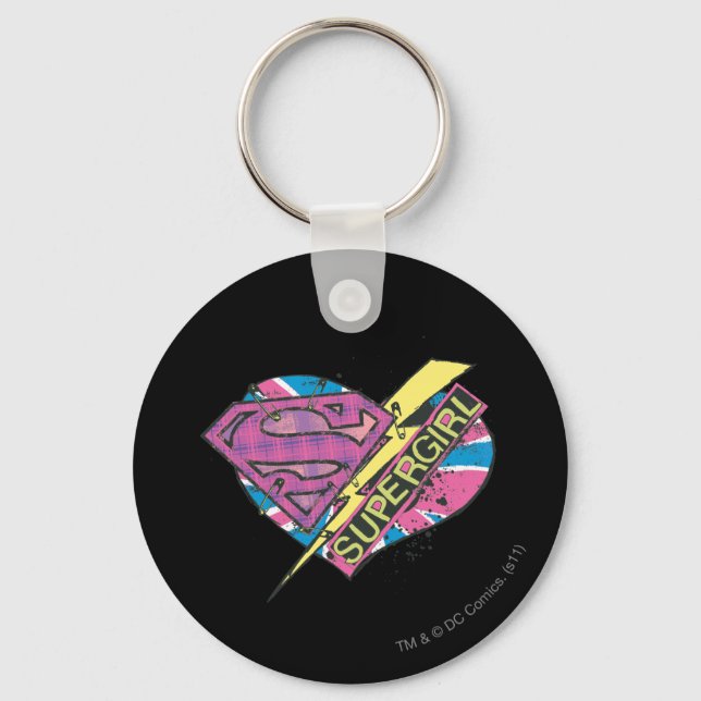 Supergirl Heart and Bolt Key Ring (Front)